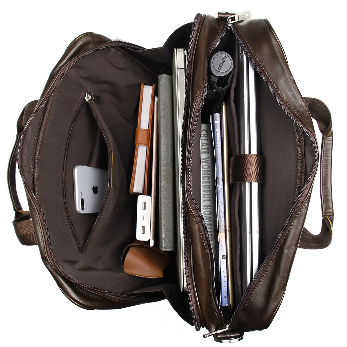 YAAGLE Men's Genuine Cowhide Briefcase Travel Business Handbag YG7319