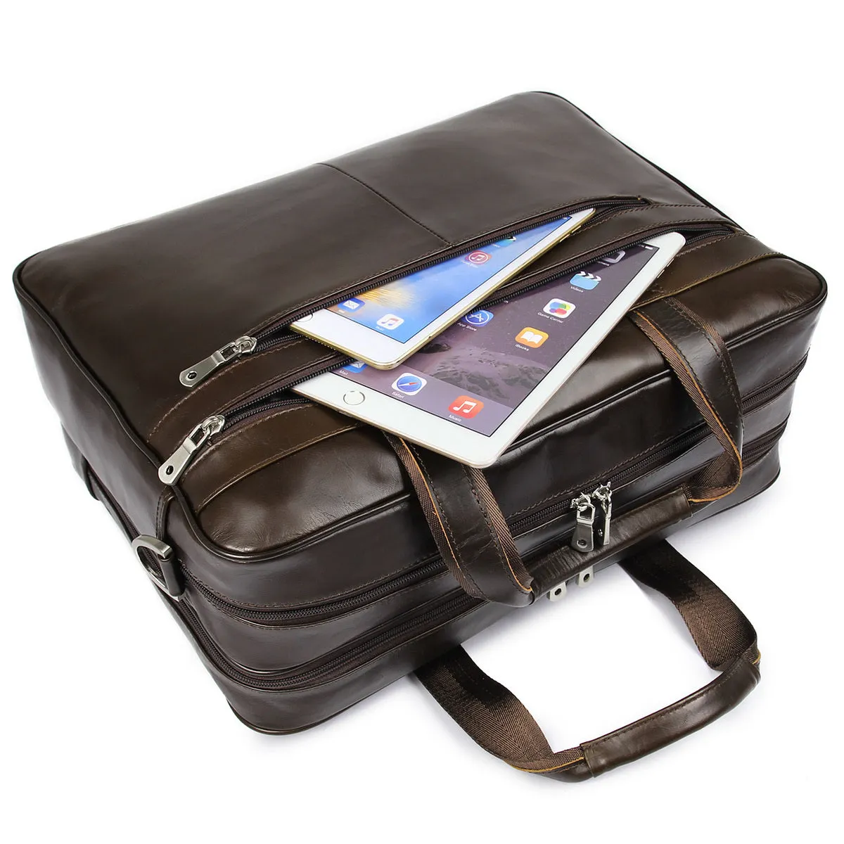 YAAGLE Men's Genuine Cowhide Briefcase Travel Business Handbag YG7319