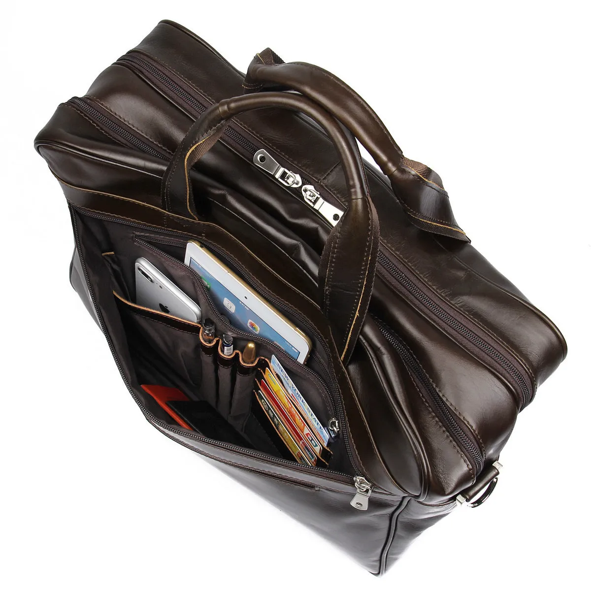 YAAGLE Men's Genuine Cowhide Briefcase Travel Business Handbag YG7319