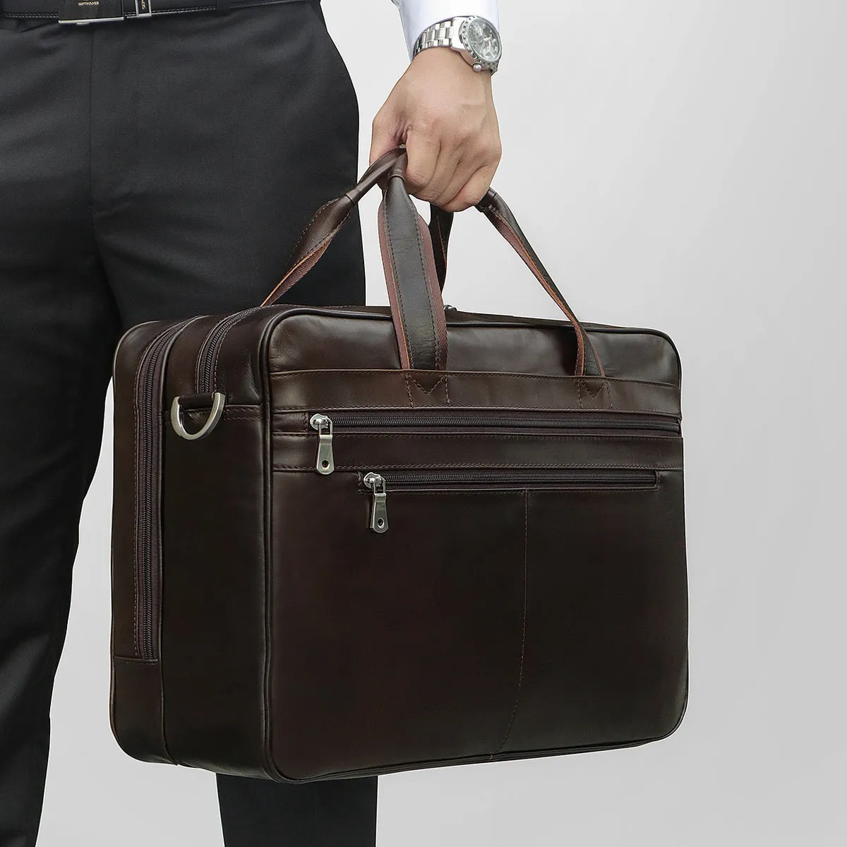 YAAGLE Men's Genuine Cowhide Briefcase Travel Business Handbag YG7319
